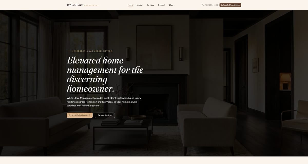White Glove Management website screenshot